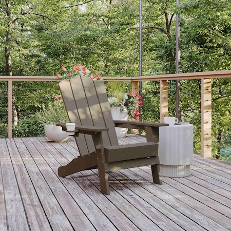 Flash Furniture Brown Adirondack Patio Chair with Cupholder LE-HMP-1044-10-BR-GG